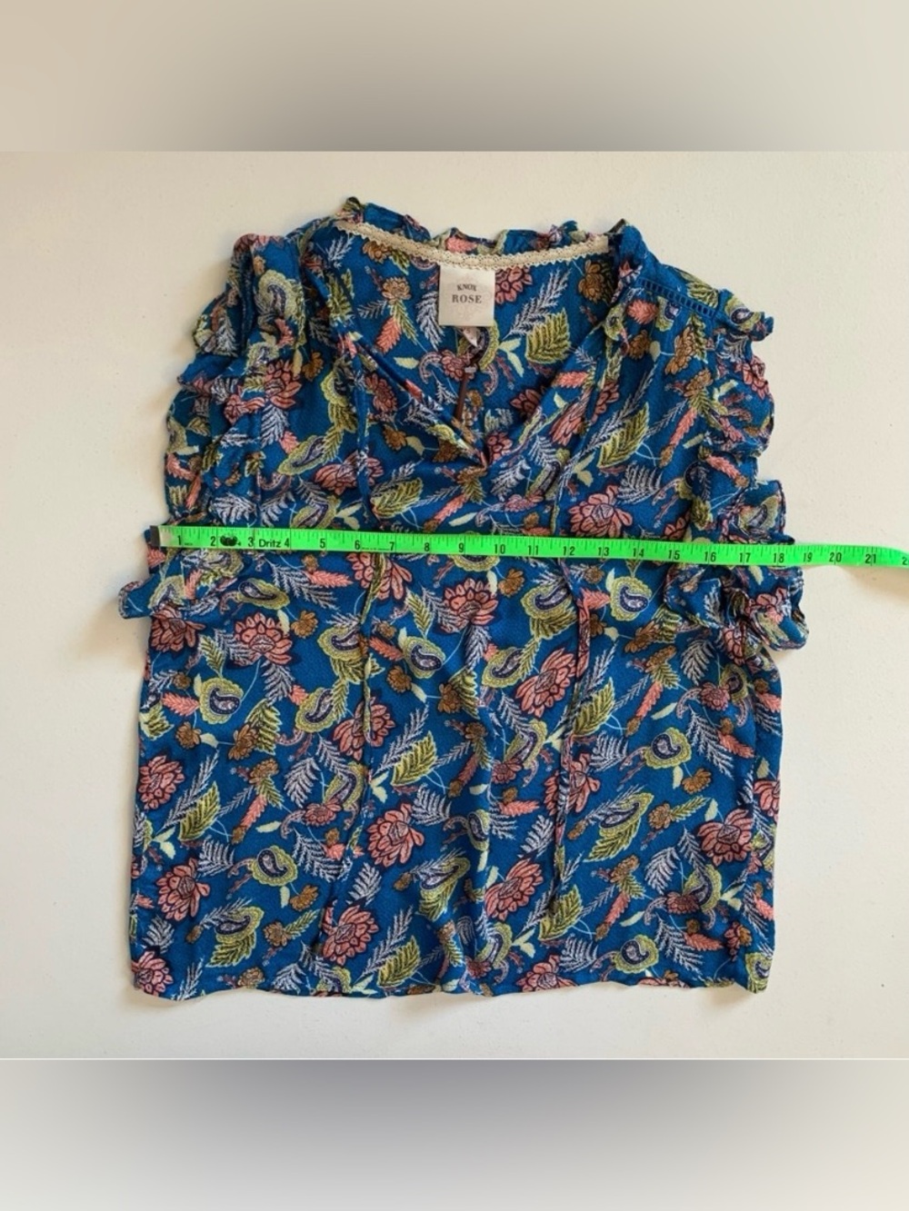 Knox Rose Blue Floral Sleeveless Blouse Top Size XS Bohemian Hippie NWT - Picture 14 of 17
